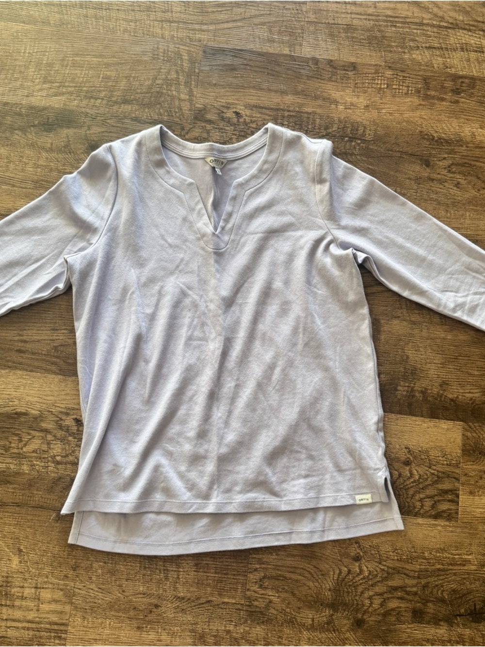 Orvis Light Lavender Split-Neck Top
